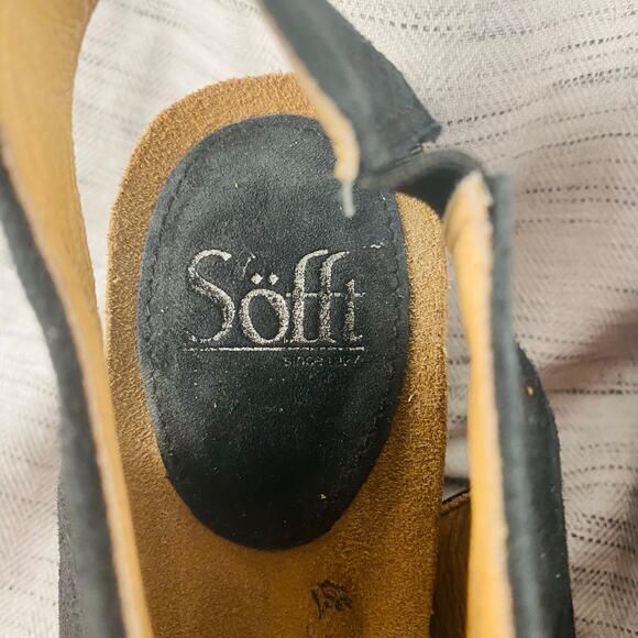 Sofft Maize Suede Black Cork Wedge Lace Up Sandals Size 9 - Picture 5 of 7